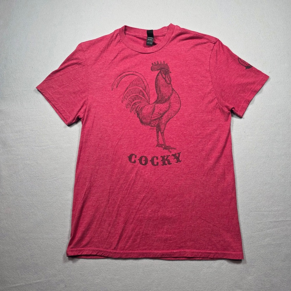 Mason Jar Label Cocky Rooster Tee -  Heather Red - Unisex Size Medium